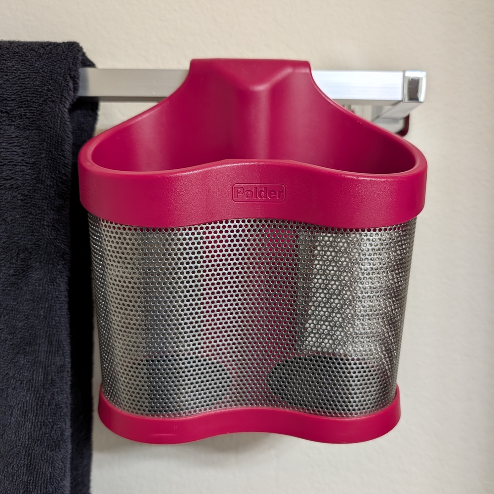 Polder Style Station Pink And Silver Hair Tool Caddy Hanging